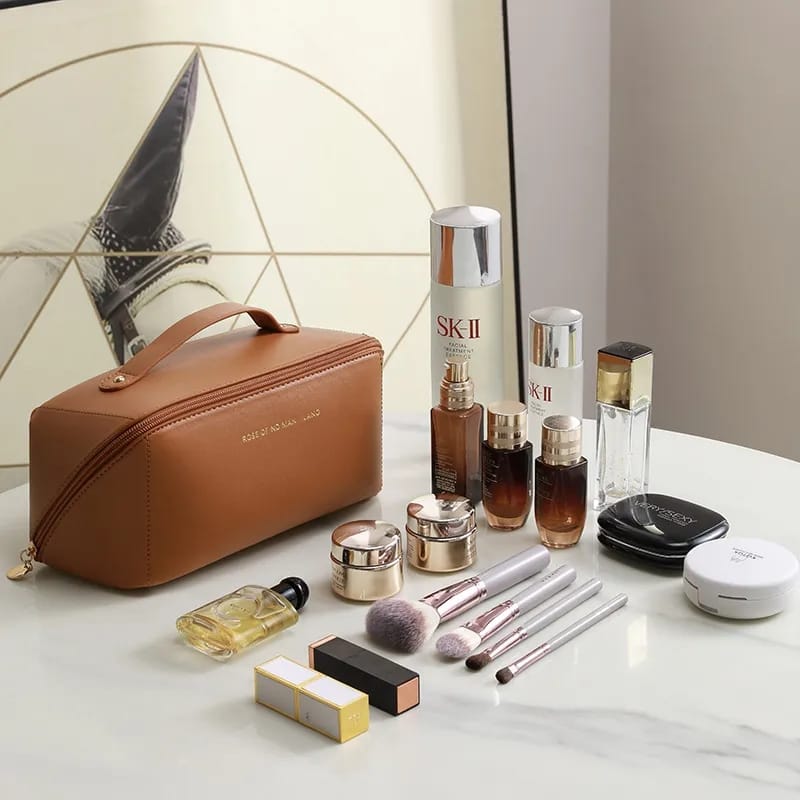Leather Cosmetic Organizer Pouch